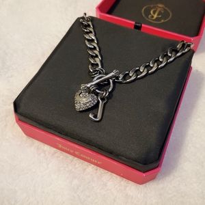 Juicy Couture Gunmetal Heart Toggle Chain Necklace